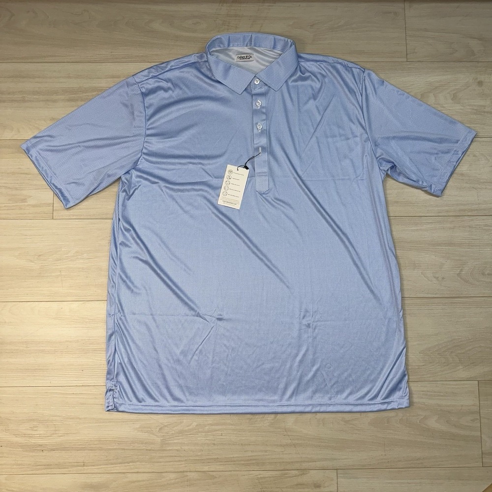 NWT Collars and Co‎ Dress Collar Relaxed Polo Shirt Men XXXL Blue Houndstooth